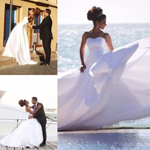 Elelgant White beach Wedding Dresses 2021 A Line Applique Lace Beading Romantic Bridal Gown Vestidos De Novia Plus Size Sexy 2024 - buy cheap