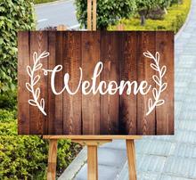 Sinal de casamento de boas-vindas, madeira, entrada de casamento, com folhas, decoração de casa, festa de aniversário de noivado 2024 - compre barato