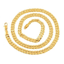 Collar cadena curva con estampado para hombre, gargantilla de oro amarillo, 60cm de largo 2024 - compra barato