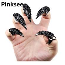 5PCS Crystal Nail Ring Punk False Nail Jewelry Crystal Rhinestones Claw Paw Talon Finger Rings Wholesale Unisex 2024 - buy cheap