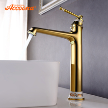 Accoona High Platform Basin Faucet Single Handle For Hot And Cold Water European Style Bath Gold Ceramic Basin Faucets A91105W 2024 - buy cheap