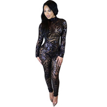 Sexy Rompers Womens Jumpsuit New Fashion Clubwear Bodycon Bodysuit Sequined Hollow Out Playsuits Vestidos Casual Bodywear S2603 2024 - buy cheap