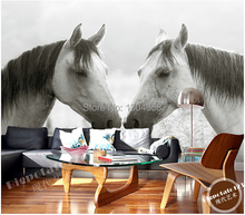 Виниловые обои на заказ, виниловые обои черно-белого цвета с рисунком лошади, для гостиной, спальни, фона под Телевизор 2024 - купить недорого