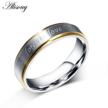 Promise wedding Ring Never Fade titanium steel Heart with Forever Love letter Ring Gold Color Ring for men women couple ring 2024 - buy cheap