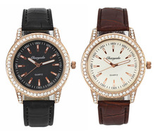 Женские модные кожаные кварцевые часы с кристаллами из розового золота, Роскошные Аналоговые наручные часы 2024 - купить недорого
