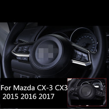 High-quality ABS Chrome steering wheel trim Interior trim sequins dashboard trim For Mazda CX-3 CX3 2015 2016 2017 2024 - buy cheap