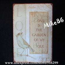 [Mike86] o amor é o jardim do meu soul sign de lata vintage para decoração de parede., decoração de metal para quarto de pub, mix de peças, 20*30 cm. 2024 - compre barato