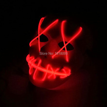 Máscara de dia das bruxas com luzes de led, venda imperdível, fio el, máscara de desenho animado, brilhante, neon, dança, carnaval 2024 - compre barato