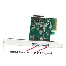 PCI-E 4x Express к USB 3,1 тип A двойной USB порт добавить на расширение карты адаптер 10 Гбит/с, бесплатная доставка Fedex DHL UPS 2024 - купить недорого