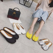 Cloven toe women slippers tabi ninja silver leather flat cozy shoes summer pig's feet shape babouche band rope slides shoes 2024 - buy cheap