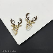 3Pairs iron on Sika deer applique embroidery patch DIY Accessories lace applique Deer patches 4.5X 6.5cm BJ0146 2024 - buy cheap