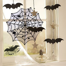 Máscara decorativa para halloween, decoração, adereços de renda preta, coberta de lareira, toalha e lenço, acessórios para festa, 1 peça 2024 - compre barato