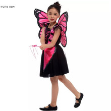 Red Girls Halloween Butterfly Insect Costumes Kids Children Fairy Anime Cosplays Carnival Purim Stage Show Role play party dress 2024 - buy cheap