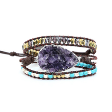 New Natural Stones Crystal Quartz Charm 3 Strands Wrap Bracelets Handmade Boho Bracelet Women Leather Bracelet gift jewelry 2024 - buy cheap
