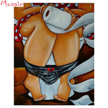 Cartoon Toilet fat lady"woman"Painting Full square round DIY 5D Diamond Painting cross stitch kits mosaic embroidery 2024 - buy cheap