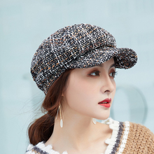2018 Winter Vintage Fashion beret hats Plaid Tweed Military hat Gorras Planas Snapback Female Casquette Flat cap for women 2024 - buy cheap