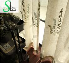 [Slow Soul] New American Art Embroidery Curtain Mianma Seaweed Leaves Curtains For Living Room Luxury Tulle And  Embroidered 2024 - buy cheap