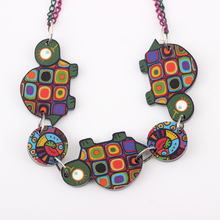 Bonsny-collar con colgante de tortuga colorida para mujer, Gargantilla acrílica, moda para chicas, 2014 2024 - compra barato
