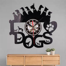 large Vinyl Wall Clock Art Gift Room Modern Home Record Vintage Decoration Mechanical dog style modern design 3d wall clock 2024 - buy cheap