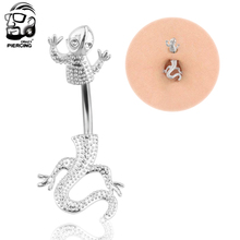 Gecko Lizard Belly Button Ring Fashion Women Body Piercing Navel Ring Jewellry 14G 316L Surgical Steel Bar Nickel-free 2024 - buy cheap