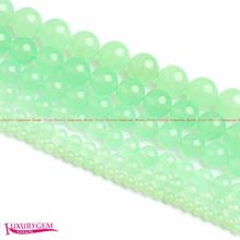 High Quality 4,6,8,10,12,14mm Smooth Natural Light Green Jades Round Shape Gems Loose Beads Strand 15" Jewelry Making wj382 2024 - buy cheap