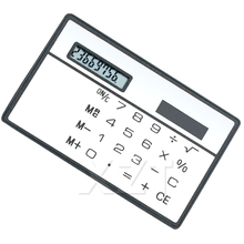 Calculadora de bolsillo de energía Solar, 10 unidades por lote, calculadora de tarjetas de crédito delgada, calculadora de viaje compacto pequeña, barata 2024 - compra barato