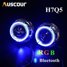 3.0 inch H7Q5 car Bi xenon hid Projector lens with RGB Bluetooth function angel eyes car assembly kit Color-changing mask Modify 2024 - buy cheap