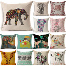 1Pcs 43*43cm Lovely Owl Elephant Pattern Cotton Linen Throw Pillow Cushion Cover Car Home Sofa Decorative Pillowcase 40239 2024 - buy cheap
