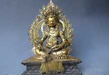 Free shipping  S1171 10"Tibet Buddhism Folk Temple Old Bronze Gild Yellow Jambhala Buddha Statue 2024 - buy cheap