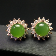 Uloveido Green Jasper Gemstone Wedding Stud Earrings for Women, Rose Gold Anniversary Earrings for Women 20% FR159 2024 - buy cheap