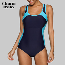Charmleaks uma peça esportes das mulheres roupa de banho esportes maiô colorblock banho aberto volta boyshort fatos de banho bikini monokini 2024 - compre barato