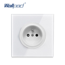 L6 White Glass French Electrical Wall Socket Power Outlet with Children Protection Tempered Frame Panel 2024 - buy cheap