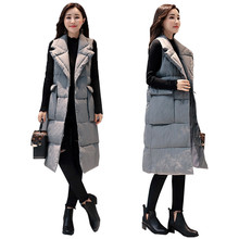 New Fashion Turn-down Collar Women Coat Warm Thick Long Waistcoat Washing Cotton Jacket Vest Coat Female Sleeveless Parkas Mw071 2024 - buy cheap