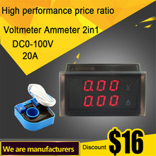 DC Car Display LED Vermelho DC 0-100 V Voltímetro Amperímetro 2em1 Voltage Meter Monitor de Corrente Com Corrente de 20A CT transformador 2024 - compre barato
