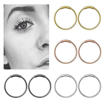 1Pc Stainless Steel Gold/Silver/Black Color Hoop Nose Rings and Studs Women Small Earring Body Piercing Jewelry 6mm 8mm 10mm 2024 - buy cheap