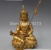 bi0011597 Tibet Fane 100% Bronze 24K Gold Gilt Padmasambhava Bodhisattva Buddha Statue 2024 - buy cheap