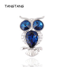 Real Golden Attractive Satellite Stone Crystal Owl Brooch Fashion Popular Animal Jewelry Pins For Men & Woman, Item NO.: BH8249 2024 - buy cheap