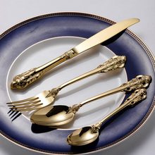 4-24pcs Gold Dinnerware Set Western Tableware Stainless Steel Cutlery Golden Dinner Knives Fork Spoon Teaspoon Royal Flatware 2024 - buy cheap