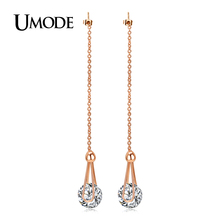 UMODE Brand Brincos Rose Gold Color 2ct AAA CZ Long Crystal Drop Earrings For Women Jewelry Fashion Luxury Earring Gift AJE0229 2024 - buy cheap