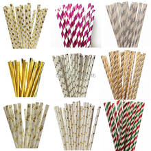 25pcs Foil Silver Glitter Stripe Paper Straws For Baby Shower Wedding Party Kids Birthday Party Decoration Supplies 2024 - buy cheap