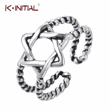 Kinitial tibetano torção estrela anéis david de estrela anel para o casamento feminino dedo ajustável hexagonalring jóias 2024 - compre barato