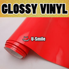 Glossy Red Vinyl Film  Shiny Red Car Vinyl Roll Air Free For Car Wrapping Car Graphics Size:1.52x30m/Roll 2024 - buy cheap