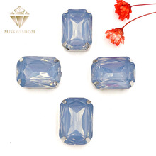 10X14mm/13X18mm Matt Light blue opal Rectangle shape sew on rhinestones flatback Resin loose rhinestones DIY garment Accessories 2024 - buy cheap