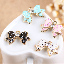 Mini Order 20pcs/lot Oil Drop Alloy Mixed Color Oil Drop Dot Bow Charms For Bracelet Necklace DIY Jewelry Making 2024 - buy cheap