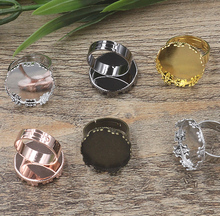50 Uds 20mm corona Pad anillo en blanco camafeo bandeja, bronce/oro/plata anillo ajuste, hecho a mano DIY joyas zakka Finding 2024 - compra barato