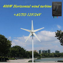 Turbina eólica de eje Horizontal, 3 o 5 alas pequeñas 400 vatios con controlador automático de 12/24v 2024 - compra barato