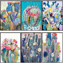 Oil painting flower full square/round 5D DIY diamond painting"Colorful cactus"Embroidery Pattern Cross stitch kit mosaic decor 2024 - buy cheap