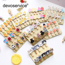 10Pcs/Lot Colored Mini Wooden Clips Office Supplies Cartoon Craft Memo Clip DIY Paper Photo Decoration With 1M Hemp Rope Gift 2024 - buy cheap
