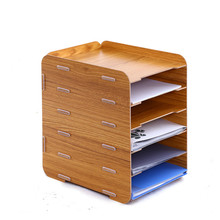 Wooden file rack holder creative desktop A4 file box 6 multilayer information storage frame magazine organizers office supplies 2024 - buy cheap