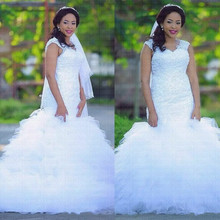 Vestido de casamento estilo sereia, vestido de noiva com babados e tamanho grande, novo, 2020 2024 - compre barato